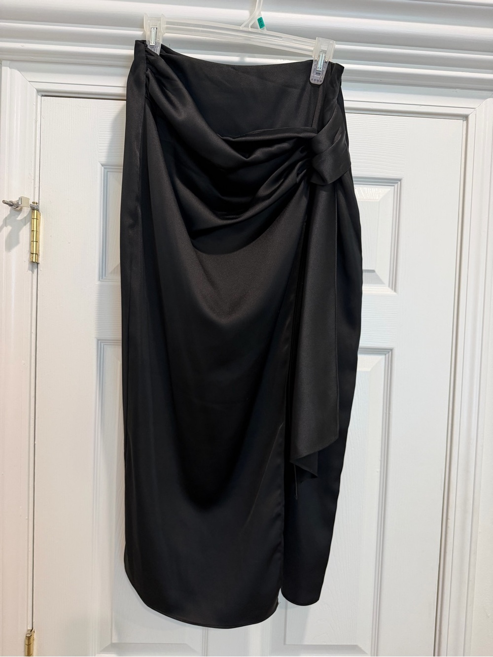 Zara Black Midi Skirt with Draped Knot